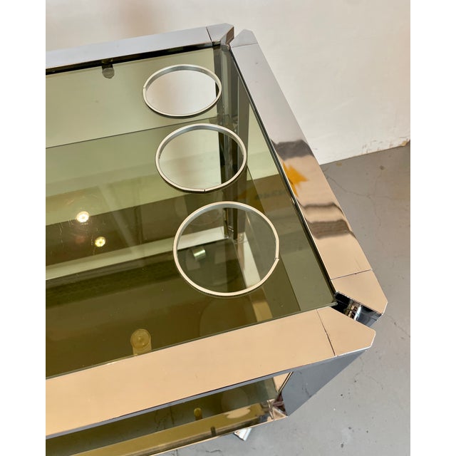 Space Age Chrome and Smoked Glass Bar Cart, 1970s For Sale - Image 16 of 18