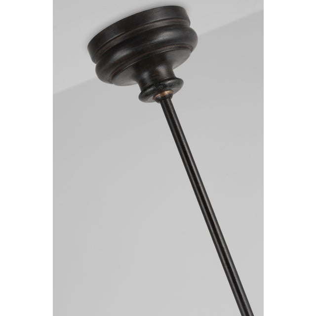 Piaf Grande Two-Tier Chandelier in Aged Iron and Ebonized Oak with Linen Shades Designer: Thomas O'Brien Fixture Height:...