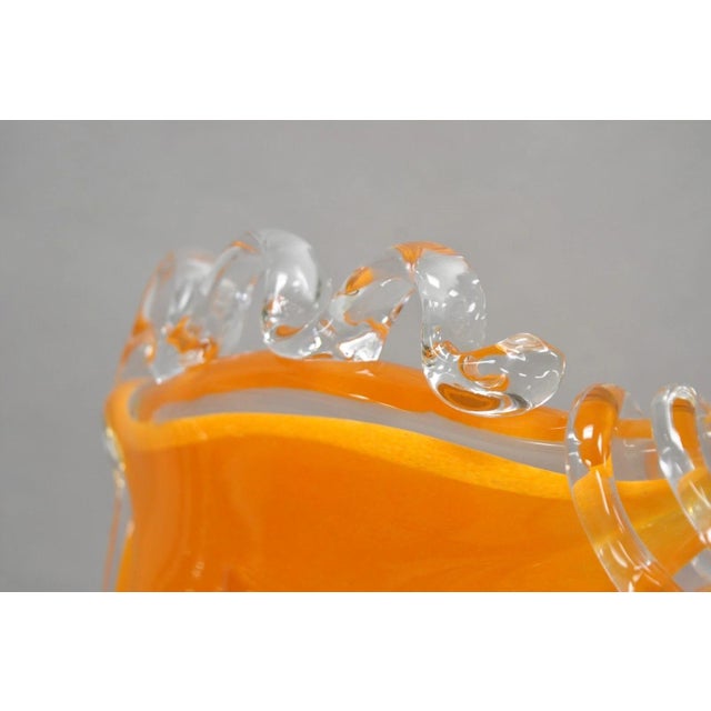 Late 20th Century Ion Tamaian Postmodern Orange Blown Art Glass 20" Large Abstract Face Sculpture For Sale - Image 12 of 18