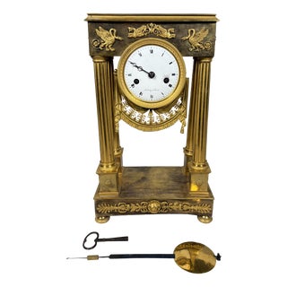 Empire Bronze Portico Clock, 1800 For Sale
