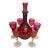 Cranberry Glass Decanter 6 Port Glasses and Shot Glass Stopper For Sale