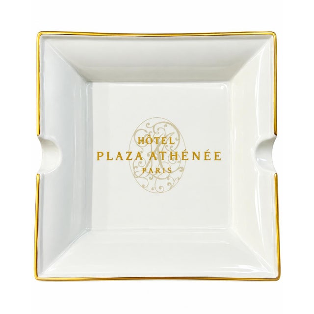 Contemporary Vintage Hotel Plaza Athénée Paris Porcelain Ashtray Catchall Dish For Sale - Image 3 of 9