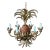 Vintage Tole Pineapple Five-Light Chandelier With Gilt Metal Leaves For Sale