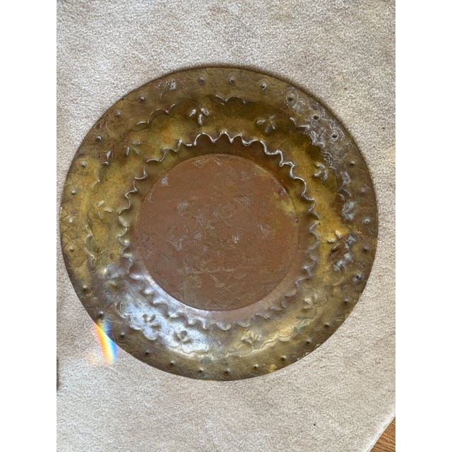 1960s Moroccan Brass Table on Black Iron Stand For Sale - Image 5 of 9
