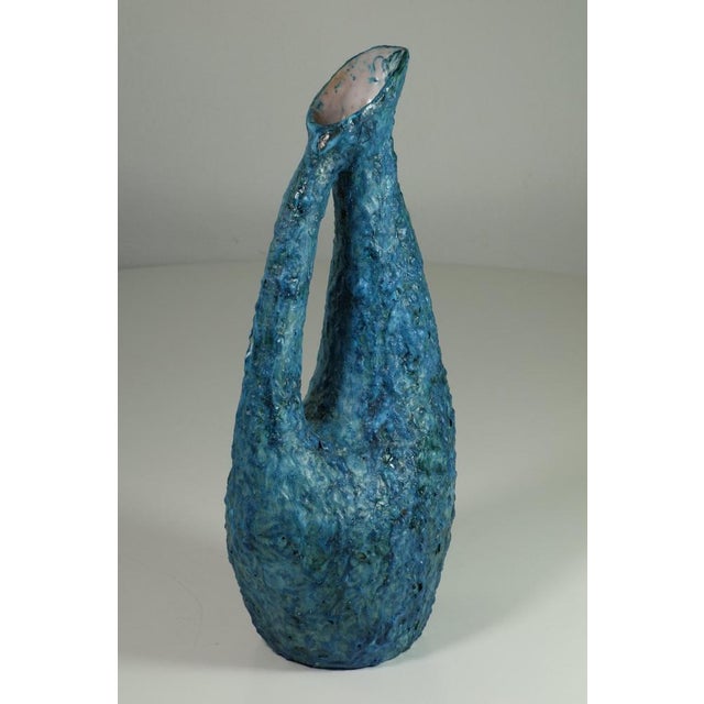 Mid-Century Modern Mid-Century Italian Blue Ceramic Vase by Matteo di Lieto for Vietri, 1950s For Sale - Image 3 of 9