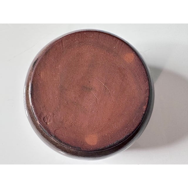 Brown Hand-Thrown Ceramic Art Planter with Organic Line Rim Decoration by Helma Klett, Germany, 1970s For Sale - Image 8 of 15