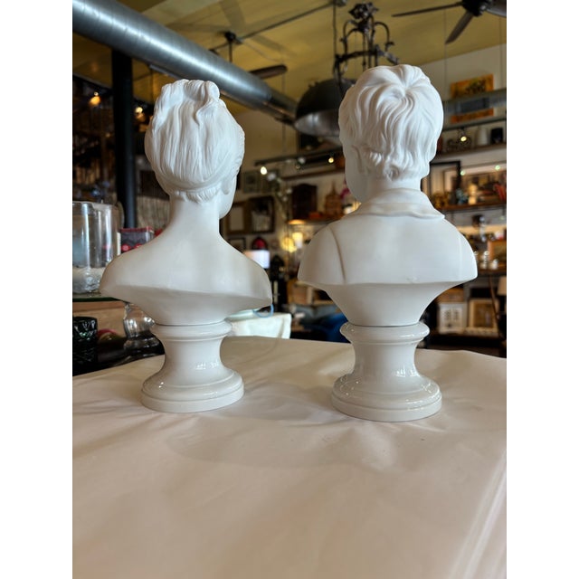 White Set of 2 Japanese Made, Hand Painted Porcelain Mini Busts For Sale - Image 8 of 12