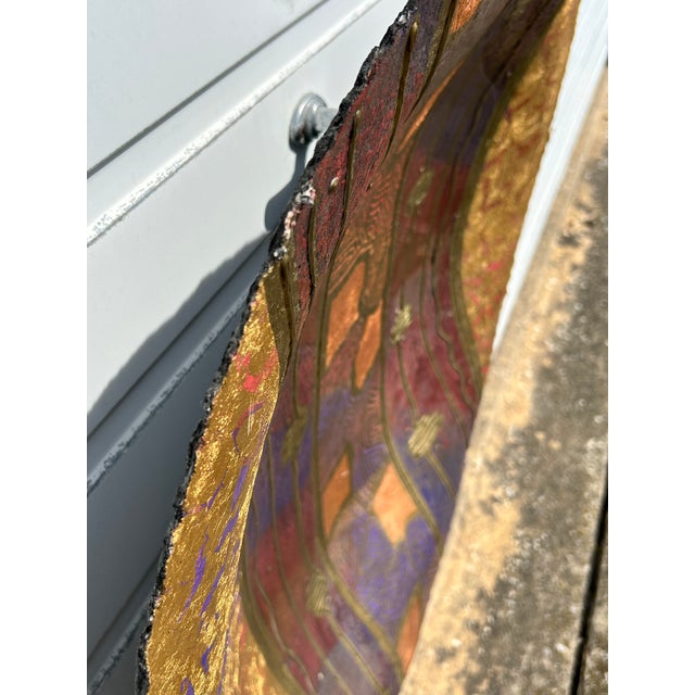 Vibrant and Textured mid-century modern Textured Original Paper Fiber Wall Art by G. Hoff Habbhaffn circa 1999. This was...