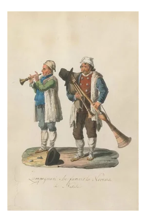Zampognari che fanno la Novena di Natale - Watercolor by M. De Vito - 1820 ca. 1820 c.a.