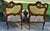Pair Vtg. French Louis XV Style Carved Walnut Armchairs Gold Damask Chairs For Sale - Image 13 of 18
