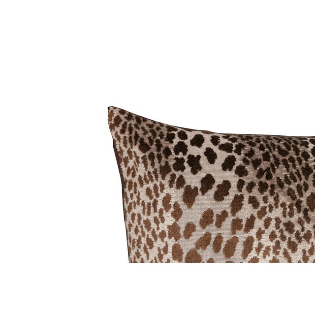 Hollywood Regency Designer Cut Velvet Leopard Large Lumbar Pillow Cover 15x31 For Sale - Image 3 of 5