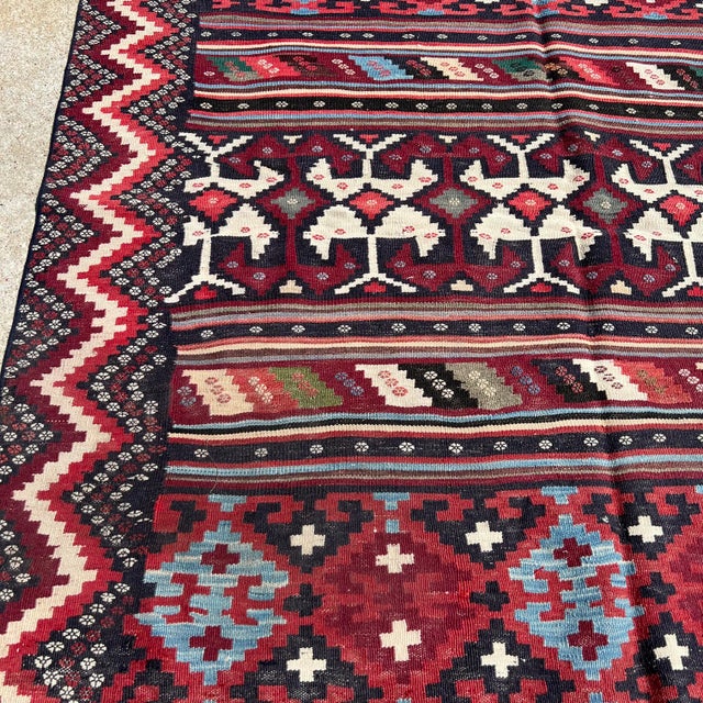 1940s Vintage Turkish Flatweave Kilim Rug For Sale - Image 4 of 7