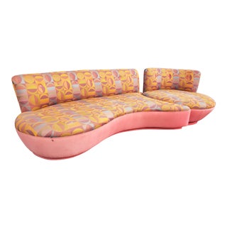 Rare 80's Vladimir Kagan "Comet" Swivel Sectional Sofa For Sale