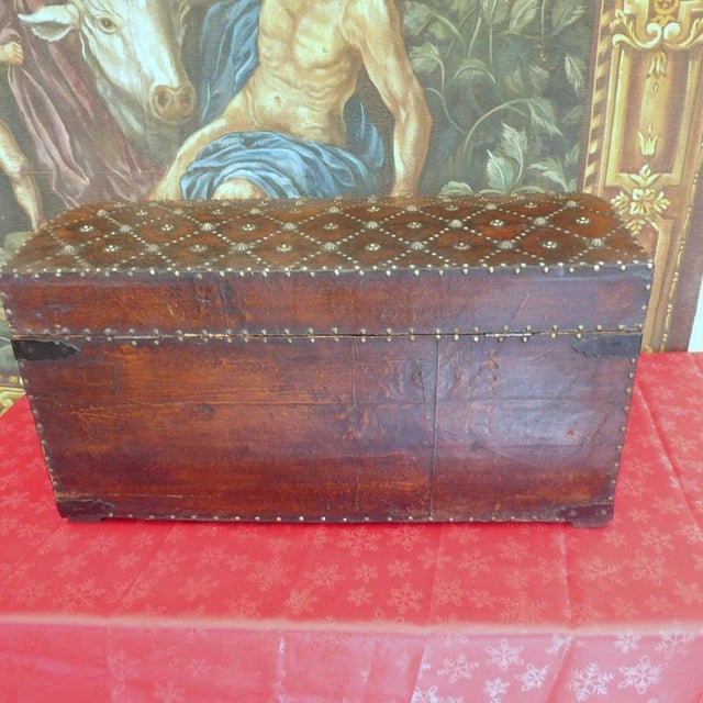Antique Edwardian Studded Leather Dome-Top Chest, 1900 For Sale - Image 14 of 18