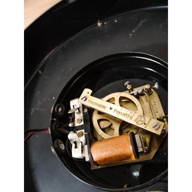 Black Bakelite Synchronome Wall Clock with Gold Bezel for GPO, England, 1960s For Sale - Image 8 of 14