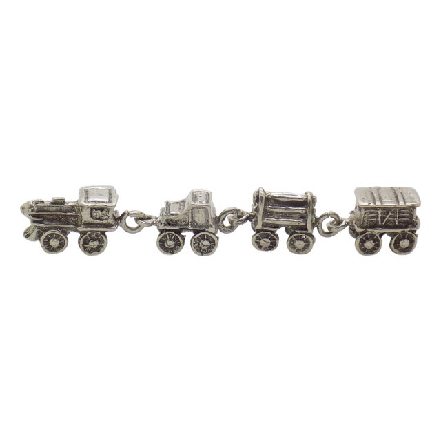 Vintage Italian Handmade Silver Toy Train, 1970s For Sale