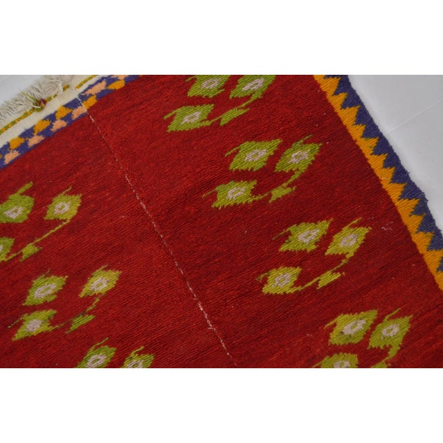 Textile 1960s Wool Anatolian Red Decor Small Carpet For Sale - Image 7 of 11