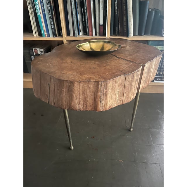 Mid Century Live Edge Coffee Table Maple Brass Legs For Sale - Image 10 of 10