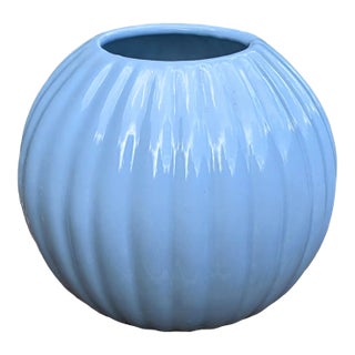 Postmodern Royal Haeger Blue Ceramic Orb Vase For Sale