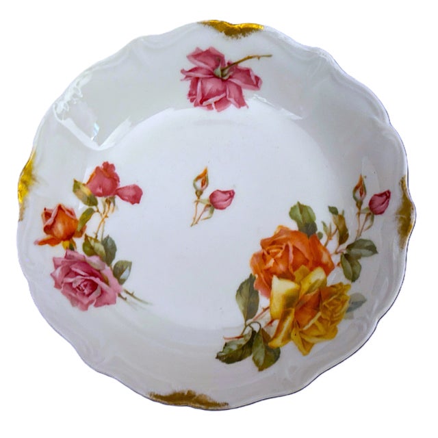 Antique French Limoges Floral & Gold Porcelain Bowls - Set of 8 For Sale - Image 11 of 14