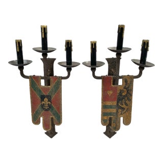 Late 19th Century English Iron Sconces - a Pair For Sale
