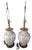 A matched pair of vintage chinoiserie porcelain ginger jar table lamps. Blush pink ground with white reserve panels...