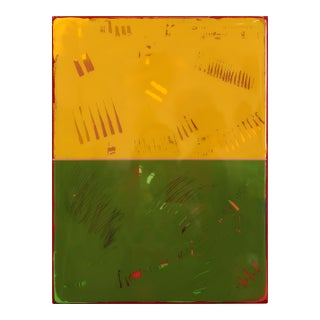 Double Vision 78 - Modern Shiny Resin Minimalist Yellow Green Dual Tone Artwork by Ricky Hunt For Sale