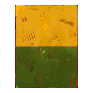 Double Vision 78 - Modern Shiny Resin Minimalist Yellow Green Dual Tone Artwork by Ricky Hunt
