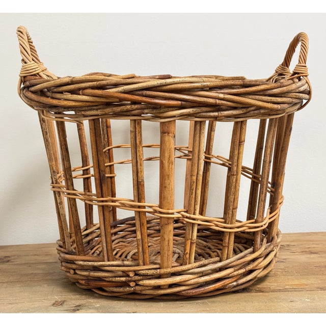 Vintage French Large Open Weave Basket For Sale - Image 4 of 10