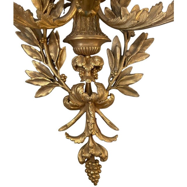 Pair of Late 19th Century French Louis XVI Style Bronze Sconces For Sale In Los Angeles - Image 6 of 8