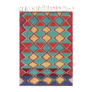 Vintage Moroccan Rug With Polychromatic Diamond Patterns, From Rug & Kilim For Sale