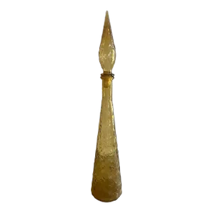 Mid Century Guildcraft Empoli Amber Gold Genie Bottle Decanter