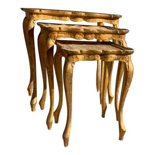 Vintage Nested Tables Italian Gilt & Painted - Set of 3 For Sale