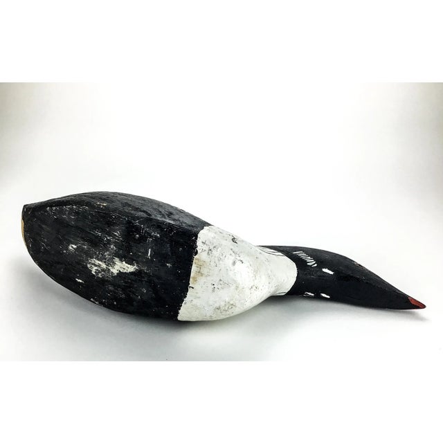 Vintage Wood Carved Folk Art Duck Statue Decoy For Sale - Image 11 of 13