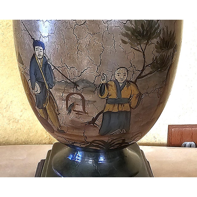 John Richard Japanese Satsuma Hand-Painted Ceramic Table Lamp With Scenic Motif For Sale - Image 9 of 18