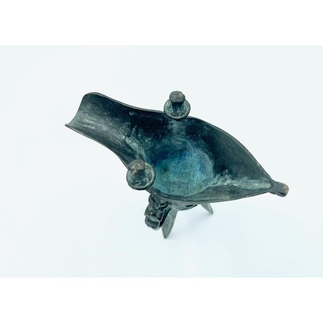 Antique Chinese Wine Cup Statue in Bronze For Sale - Image 4 of 11