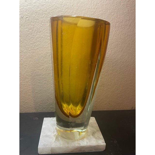 Signed Goran Warff for Kosta Boda Sweden 10” Long Faceted Sommerso Vase For Sale In Dallas - Image 6 of 7