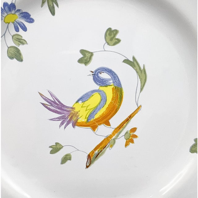 White Vintage Hand-Painted French Faience Bird Plates – A Pair – French Country / Provincial For Sale - Image 8 of 11