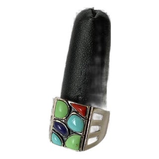 Late 20th Century Sterling and Howlite Ring, Size 8.25 For Sale