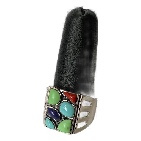 Late 20th Century Sterling and Howlite Ring, Size 8.25 For Sale