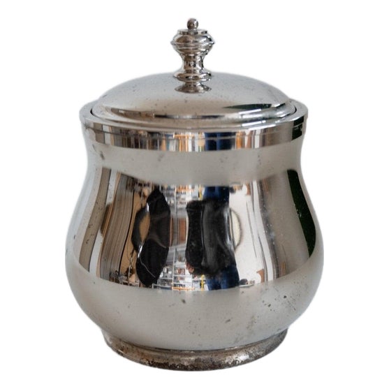 Mid-Century Silver-Plated Glass Ice Bucket with Lid, Italy, 1960s For Sale