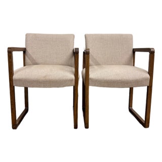 Vintage the Hon Co Mid Century Modern MCM Danish Style Dining Arm Chairs For Sale