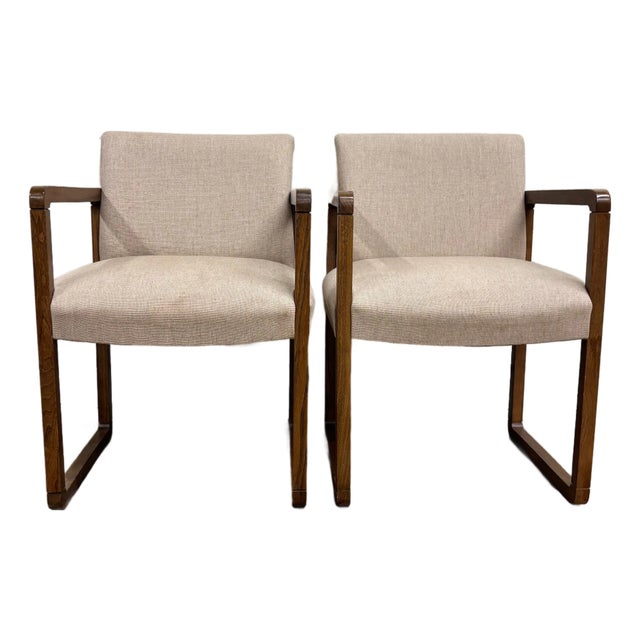 Vintage the Hon Co Mid Century Modern MCM Danish Style Dining Arm Chairs For Sale