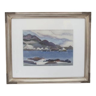 Helen Katherine Forbes Coastal Ocean Mountain Landscape Watercolor Painting For Sale