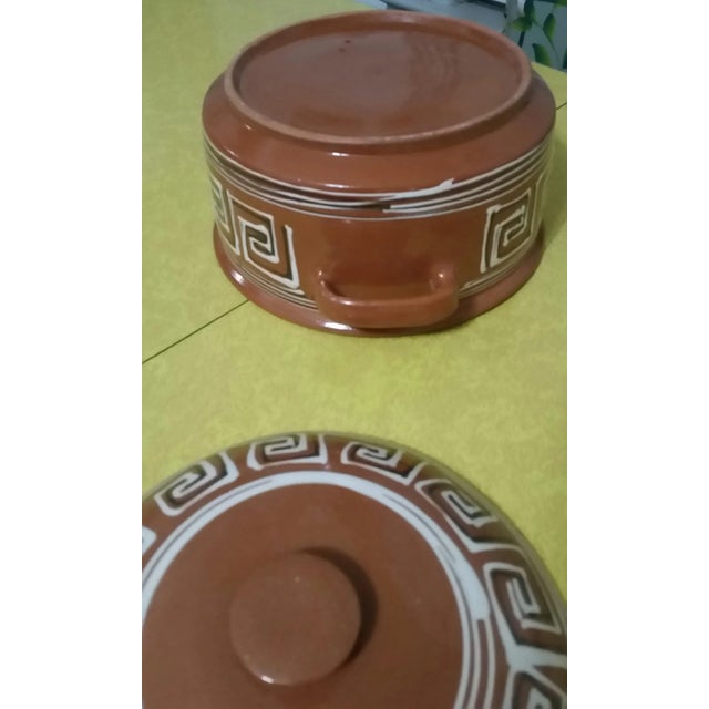 Late 20th Century Vintage Romania Redware Covered Dish For Sale - Image 5 of 6
