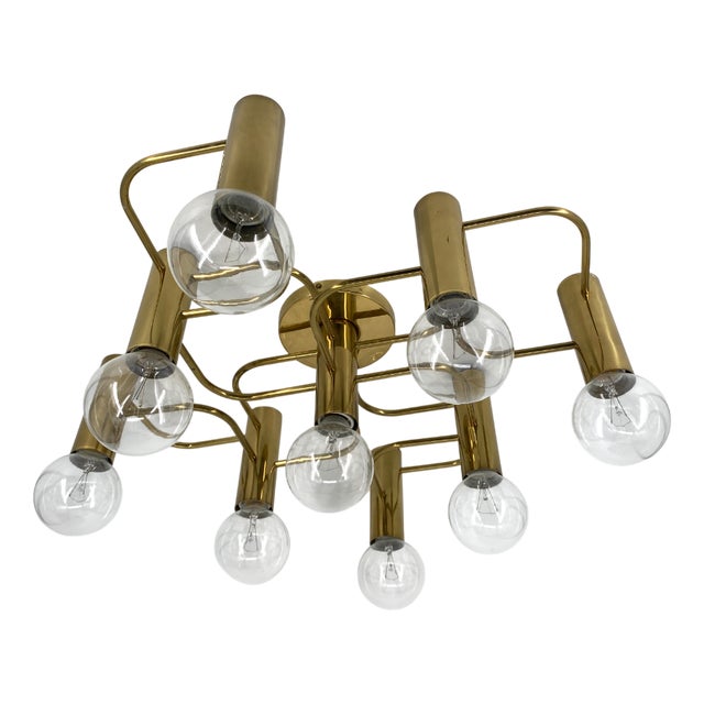 9-Light Ceiling Lamp by Gaetano Sciolari for Leola, Germany, 1980s For Sale