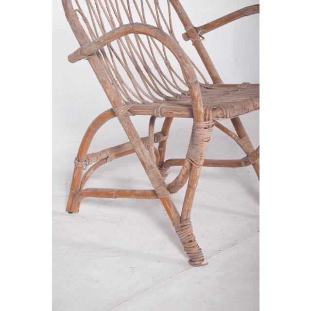 1950s Vitage Wicker Armchair by Unknown for Unknown, 1950 For Sale - Image 5 of 13