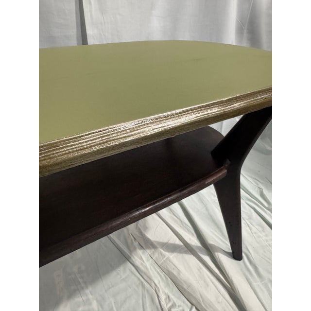 1990s Small Two Tier Coffee Table With Sage Painted Top For Sale - Image 5 of 6