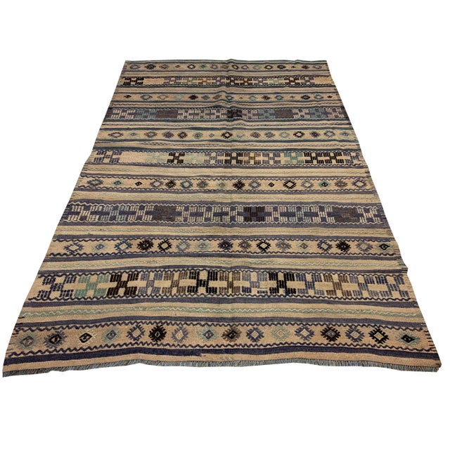 Vintage Circa 1940 Turkish Flat Weave Jajim Kilim Rug, 5'1 X 7'8 For Sale - Image 4 of 9