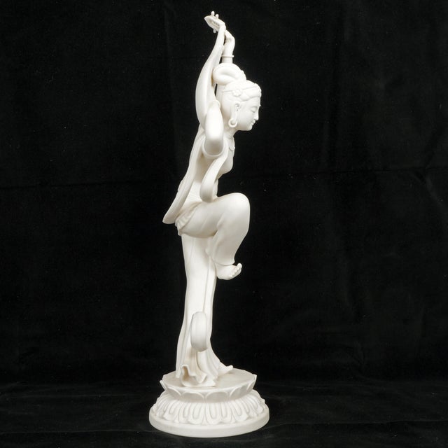 1990s Dehua Jiyaun Art Apsara Sculpture Voice of Tiantu- Ji Qing Pipa C 1995 For Sale - Image 5 of 13